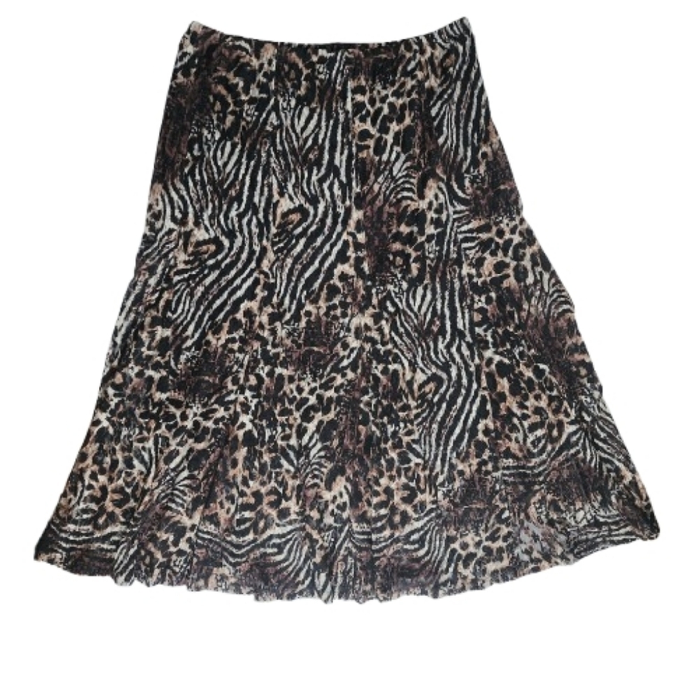 Womens L JM Collection Classic Animalcore Leopard A-Line Skirt